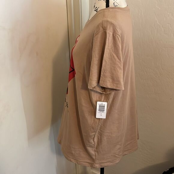 Torrid The Rolling Stones Tan Distressed Lip Graphic Shirt Modern Music Boho - Picture 4 of 10